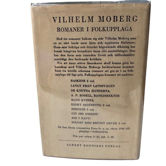 Vilhelm Moberg A.P. Rosell Bankdirektör First Edition HC 1946 Swedish Language - Picture 4 of 16